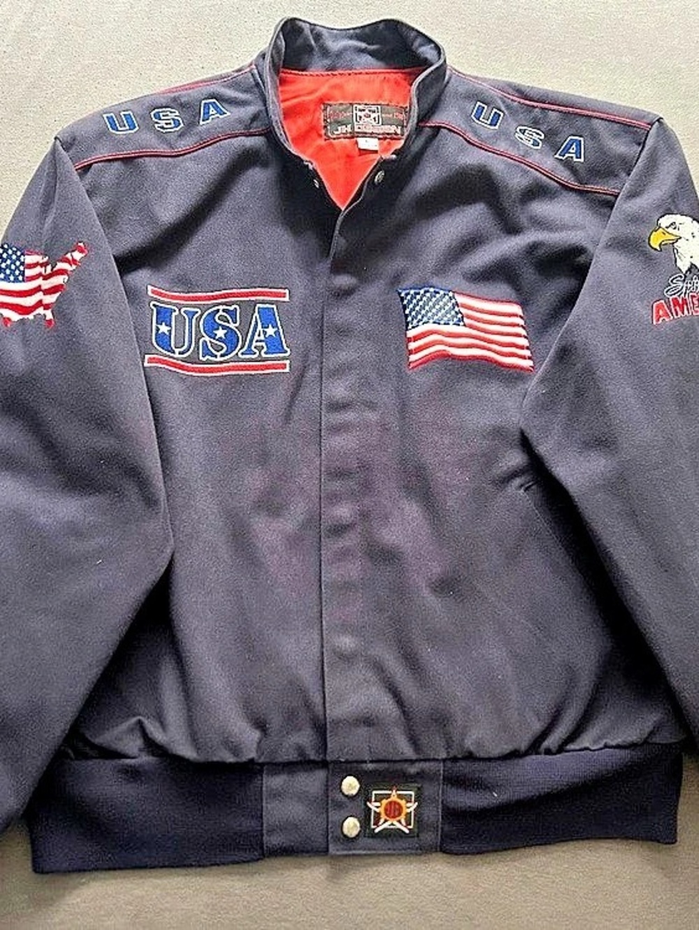 Vintage JH Design Spirit of America USA Jacket Sz L Made in USA